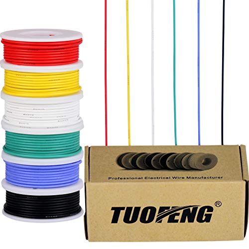 TUOFENG 22awg Wire Flexible Silicone Wire,22 Gauge Tinned Copper Wires Silicone Rubber Insulated (6 Different Colored 26ft / 8m Each) Stranded Wire Hook up Wires Kit - Image 1