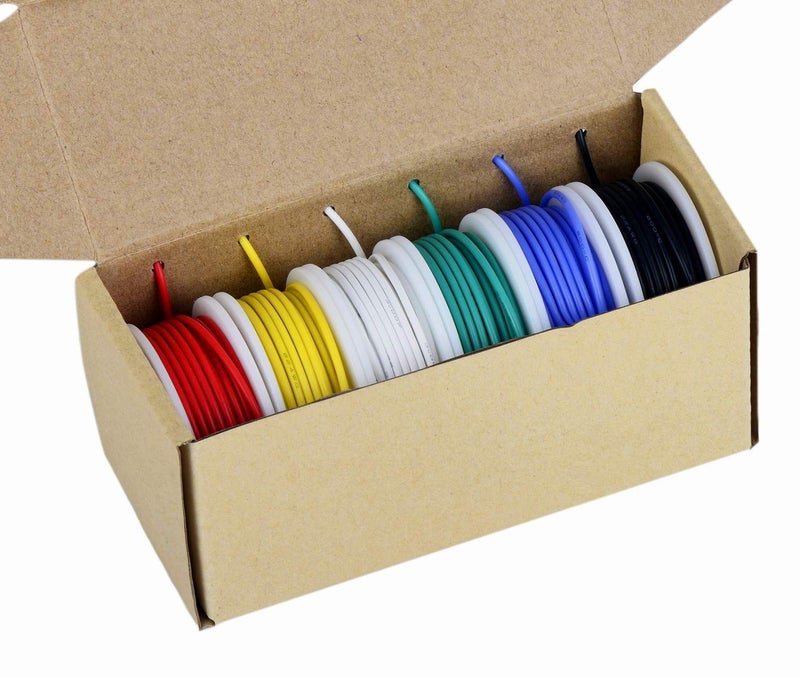 TUOFENG 22awg Wire Flexible Silicone Wire,22 Gauge Tinned Copper Wires Silicone Rubber Insulated (6 Different Colored 26ft / 8m Each) Stranded Wire Hook up Wires Kit - Image 5