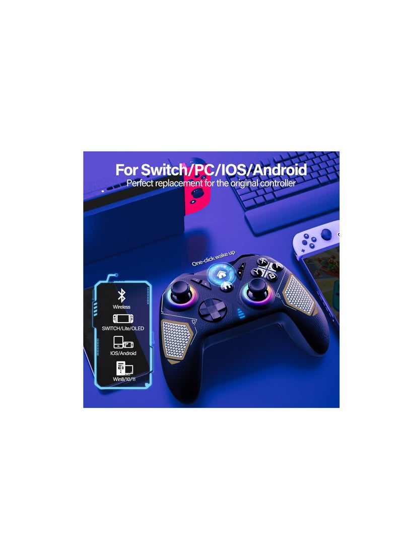 Excefore Switch Controller, Switch Pro Controller for Nintendo Switch/Lite/OLED, Wireless Switch Gamepad Controllers with LED Light, Windows PC iOS Android for Multi-Platform RGB Controller  - Image 2