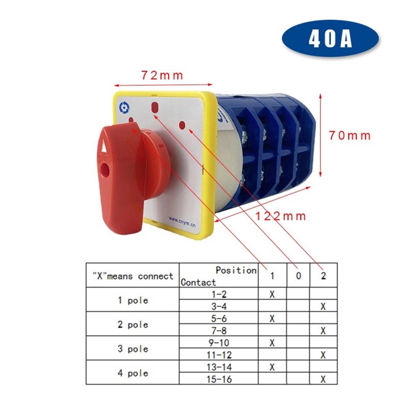 Rotary Cam Change Over Switch 40A 3 Position 4 Pole ON Off ON Silver Customize - Image 3
