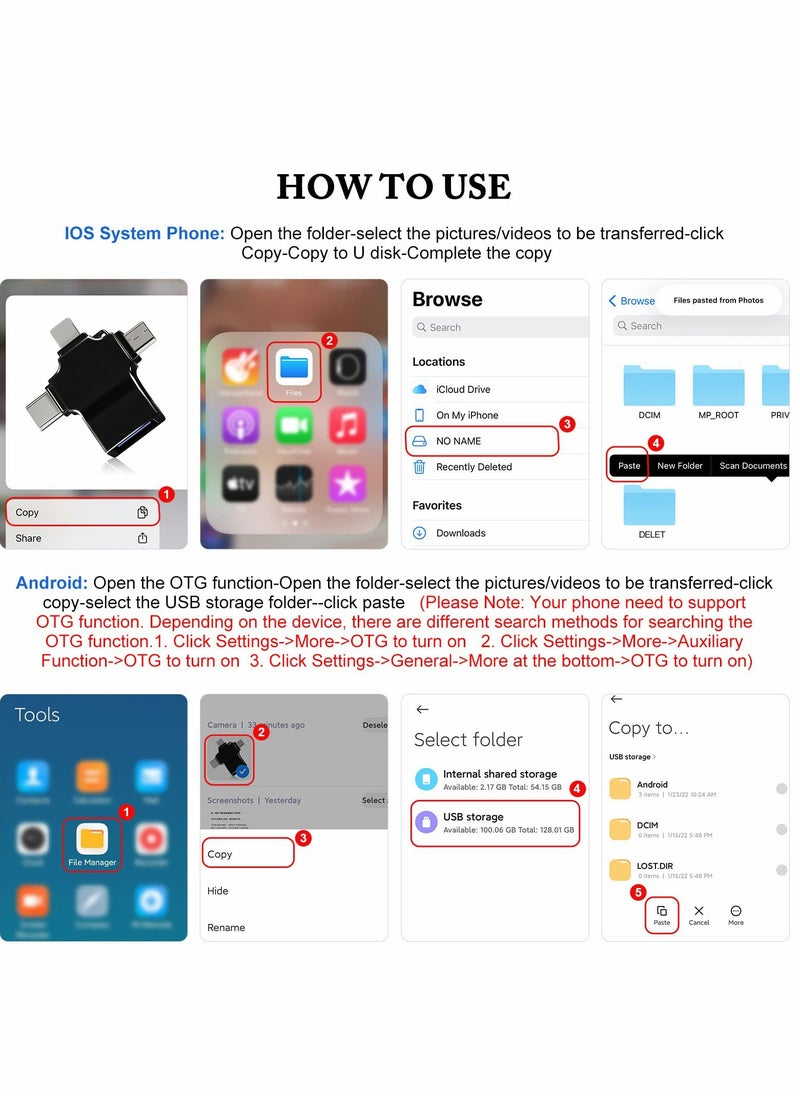 3-in-1 OTG Adapter, USB C to 3.0 Light-ning Micro Adapter for Phone/Tablet, Support Flash Drive, Card Reader, Keyboard & Mouse, Camera and Other Devices