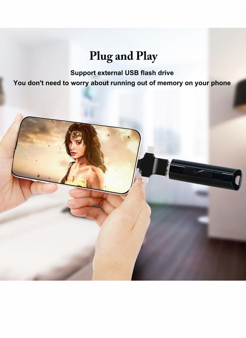 3-in-1 OTG Adapter, USB C to 3.0 Light-ning Micro Adapter for Phone/Tablet, Support Flash Drive, Card Reader, Keyboard & Mouse, Camera and Other Devices