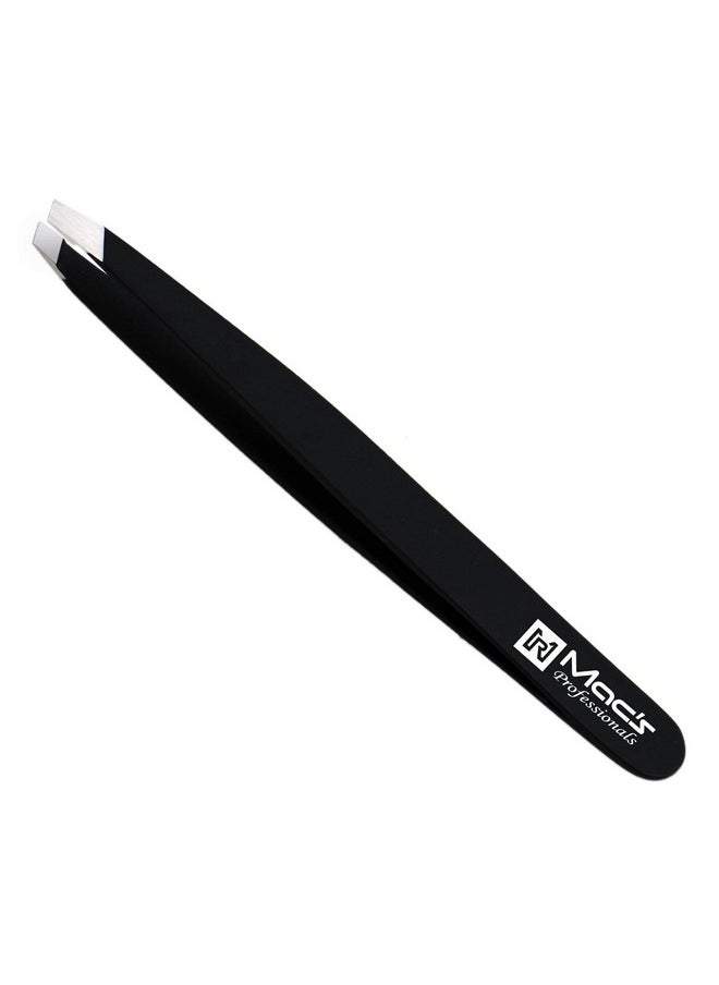 Macs Professional - Acs Professional Tweezers Set; For Eyebrow Plucking Ingrown Hair Best For Eyebrow Hair Facial Hair Removal Splinter Stainless Steel Precision Sharp Pointy Ends Meet Perfectly 7343Bk (Black) - Image 1