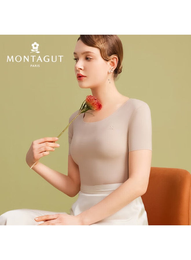 Montagut Seamless Modal Short Sleeve Women's Slim Fit Thin Innerwear White Half Sleeve Base Shirt All Seasons
