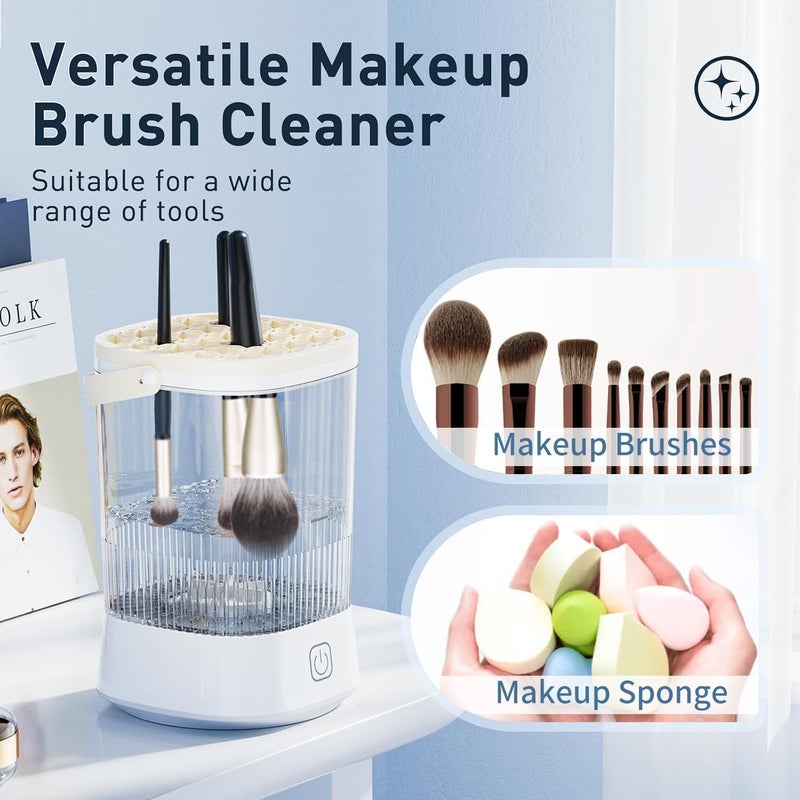 Angju Electric Makeup Brush Cleaner Machine,3-in-1 USB Automatic Make up Brushes Cleaner,Quick Wash in Seconds Cosmetic Brushes Cleaning Tools,Make up Brush Cleaner Set for Cleaning and Drying - Image 3