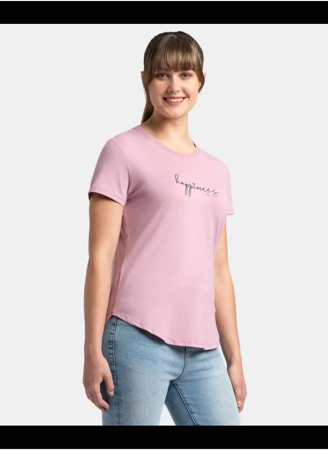 JOCKEY Jockey IW31 Women's Micro Modal Fiber Stretch Relaxed Fit Solid Round Neck Half Sleeve T-Shirt with Curved Hem