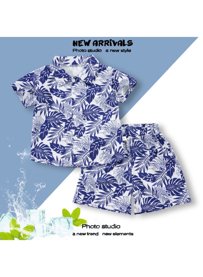 Boys' Fashionable Summer Children's Short-sleeved Shirts Hawaiian Resort Style Baby Fashion Models