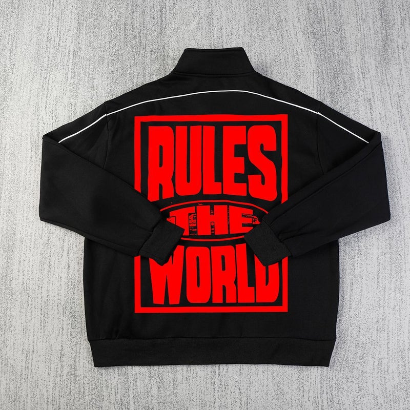 Beautiful Trendy Corteiz Alcatraz Island American Style Vintage Printed Jacket Collar Fleece-Lining Suit Zipper High Street Men'S Suit - Image 4