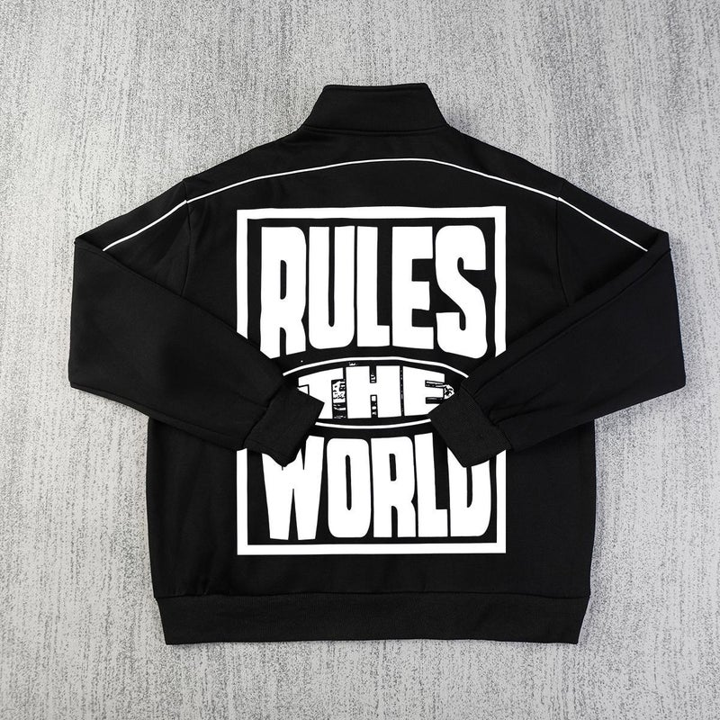 Beautiful Trendy Corteiz Alcatraz Island American Style Vintage Printed Jacket Collar Fleece-Lining Suit Zipper High Street Men'S Suit - Image 5