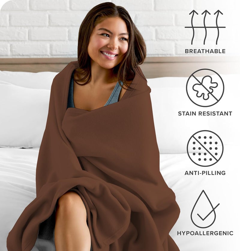 STARNSTYLE 300 TC All Season Solid/Plain Lightweight Polar Fleece Single Bed Blanket (152 x 230 cm) Brown Blanket SingleIV10 - Image 2