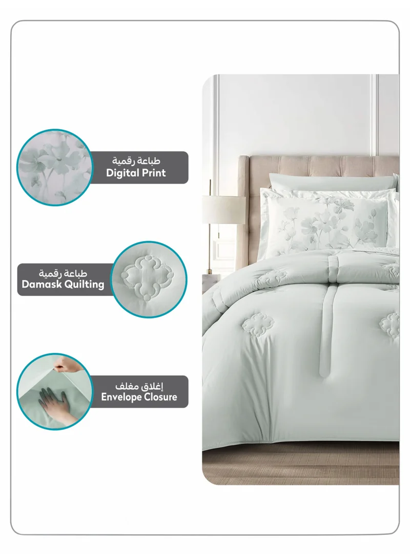 Donetella KING 3Pcs Bedding Comforter Set, King Size 240x260 cm - 3-Pcs Digital Print Quilted Bed Set, Microfiber Fabric - 1 Comforter And  2  Pillow Shams  | Best Price UAE