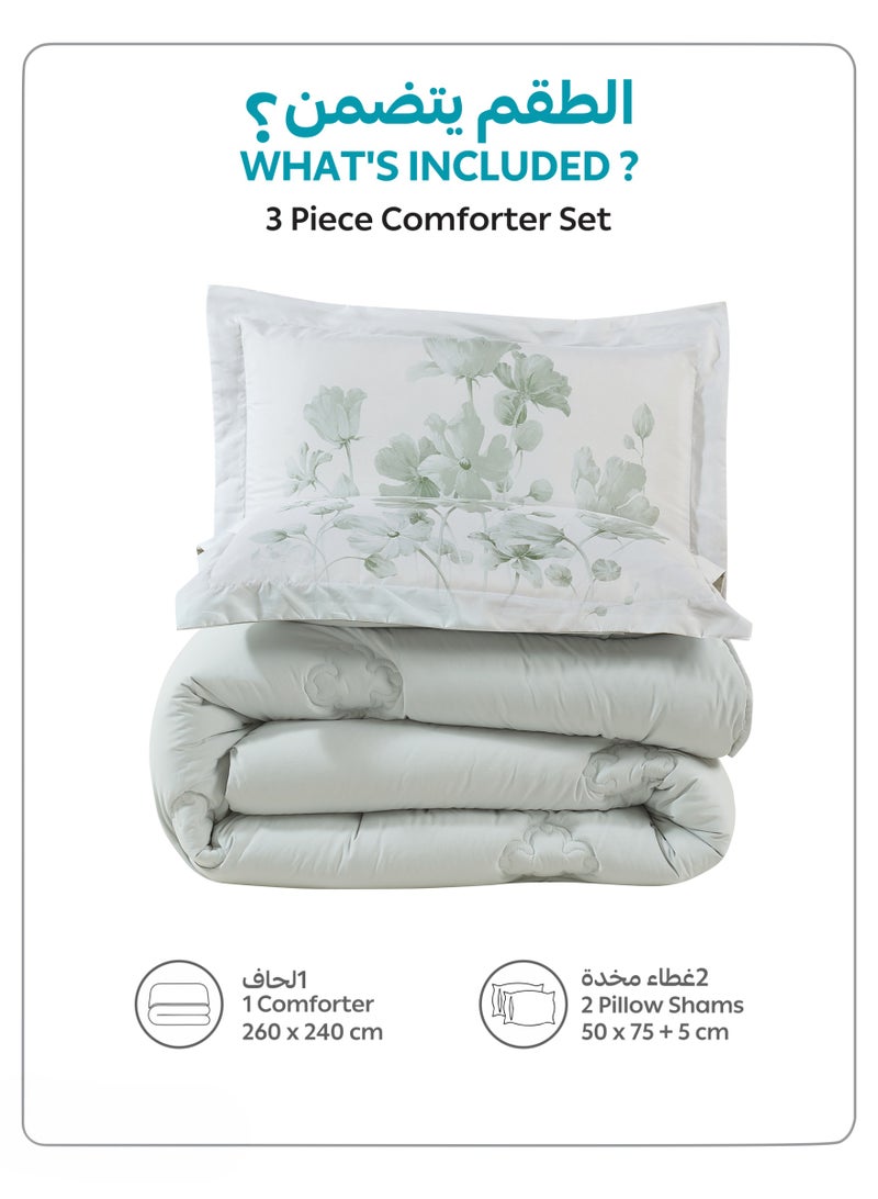 Donetella Bedding Comforter Set, King Size 240x260 cm - 3-Pcs Digital Print Quilted Bed Set, Microfiber Fabric - 1 Comforter And  2  Pillow Shams - Image 3