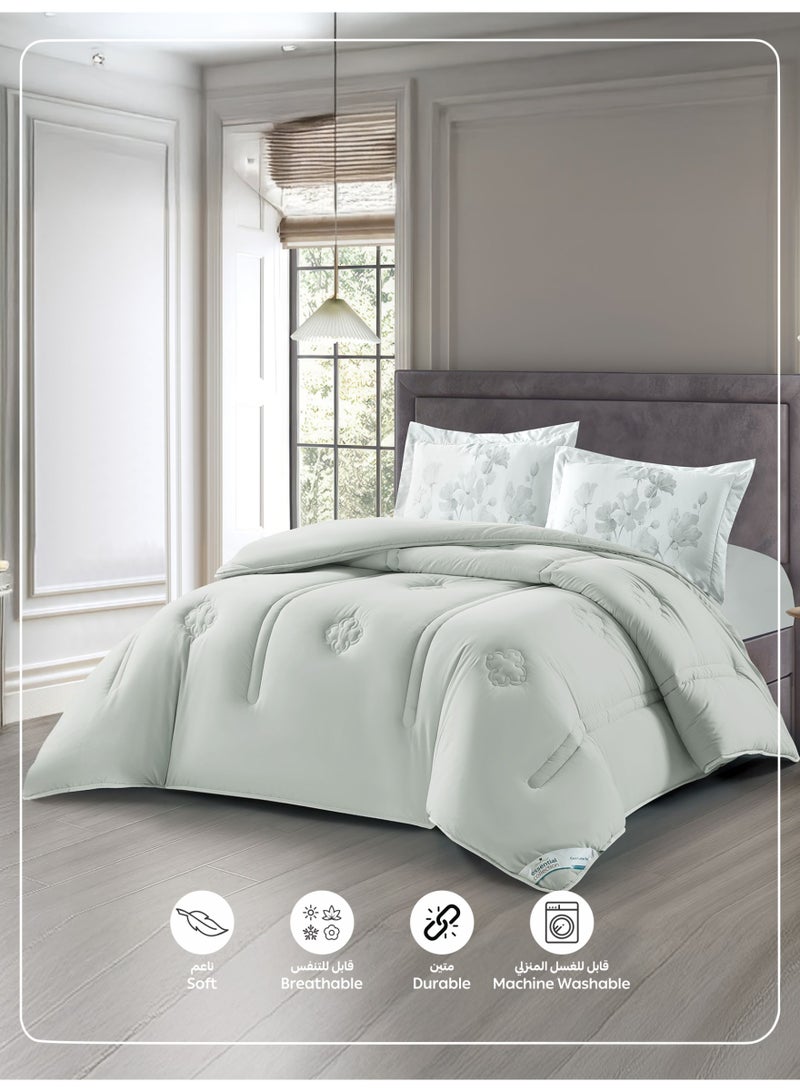 Donetella Bedding Comforter Set, King Size 240x260 cm - 3-Pcs Digital Print Quilted Bed Set, Microfiber Fabric - 1 Comforter And  2  Pillow Shams - Image 5