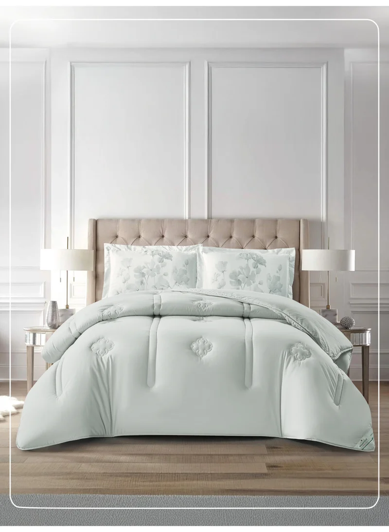 Bedding Comforter Set, King Size 240x260 cm - 3-Pcs Digital Print Quilted Bed Set, Microfiber Fabric - 1 Comforter And  2  Pillow Shams