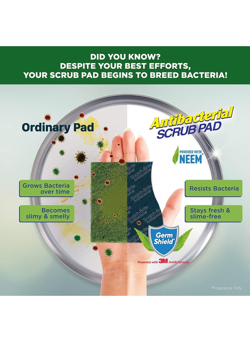 Scotch Brite ScotchBrite Anti Bacterial Scrub Pad Neem Fragrance Super Saver Pack of 5  - Image 3
