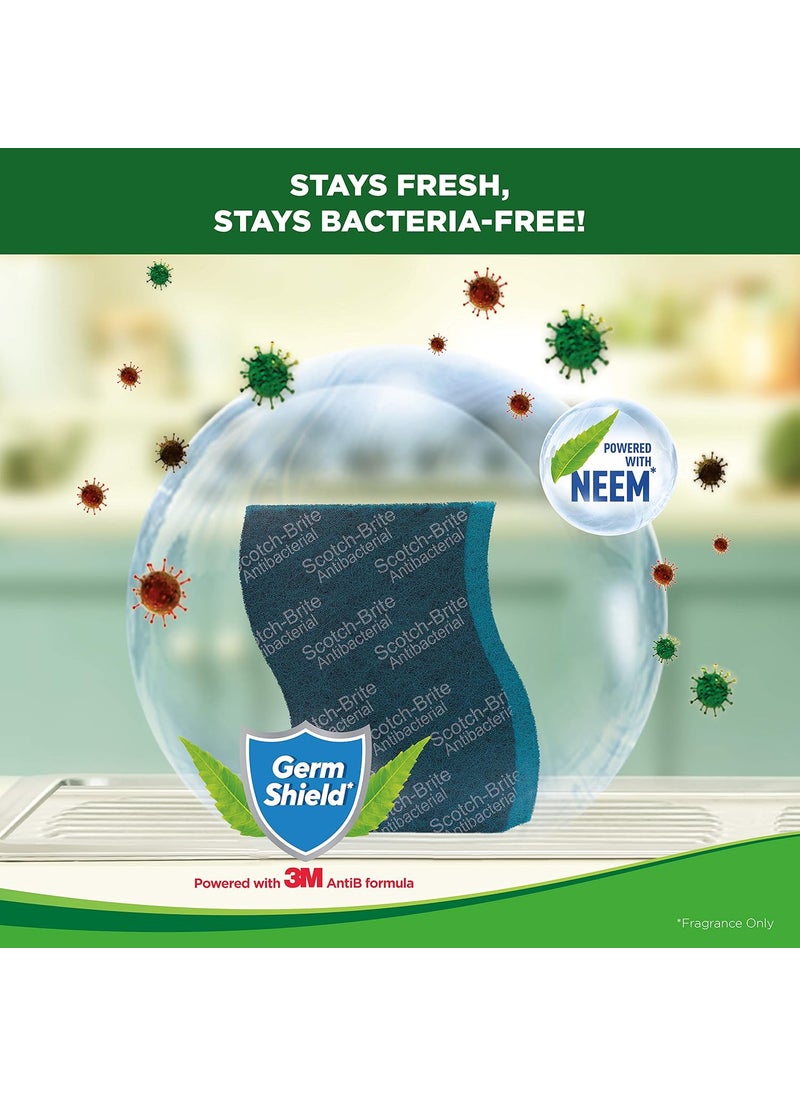 Scotch Brite ScotchBrite Anti Bacterial Scrub Pad Neem Fragrance Super Saver Pack of 5  - Image 4