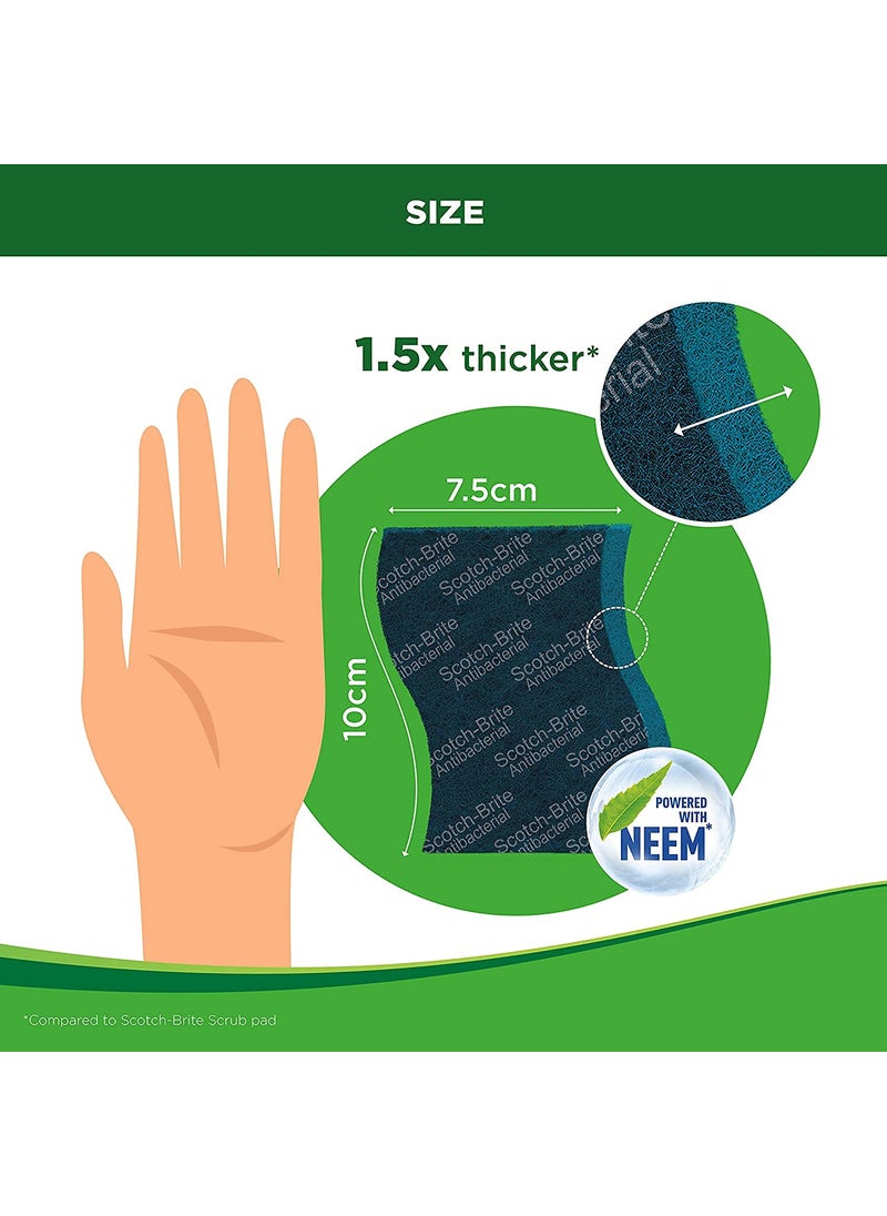 Scotch Brite ScotchBrite Anti Bacterial Scrub Pad Neem Fragrance Super Saver Pack of 5  - Image 2
