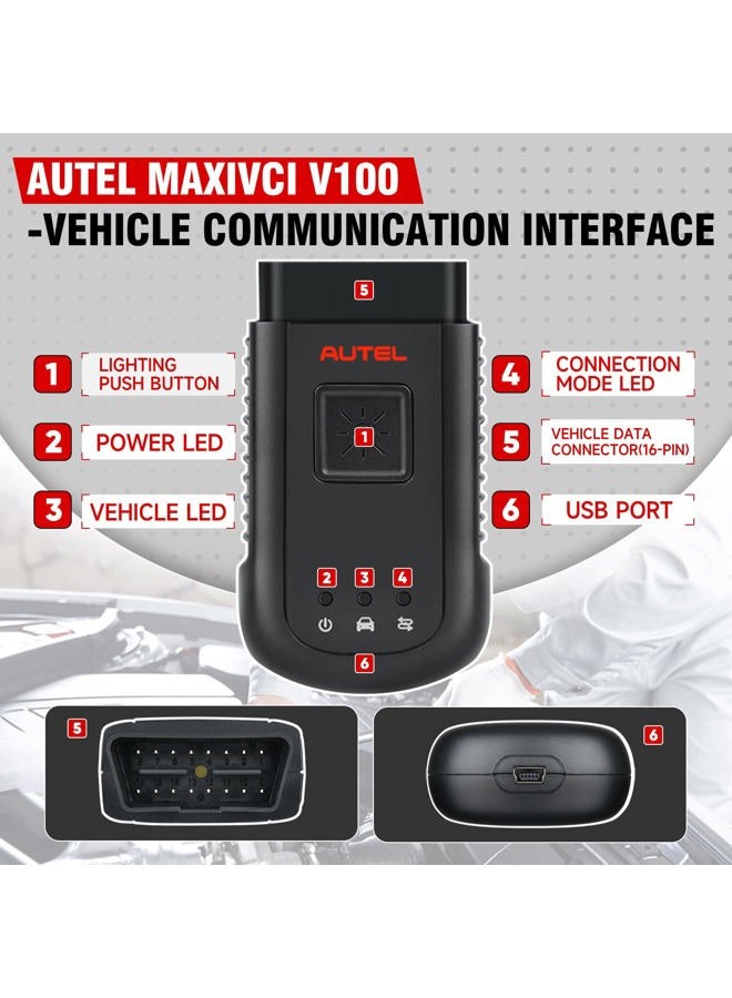 Autel MaxiSYS VCI100 Wireless Diagnostic Interface, 2026 MaxiVCI VCI V100 Car Communication Interface, OBD2 Connector Adapter Dongle, Compatible for Autel Scanner MS906BT MK906BT MS906TS - Image 4