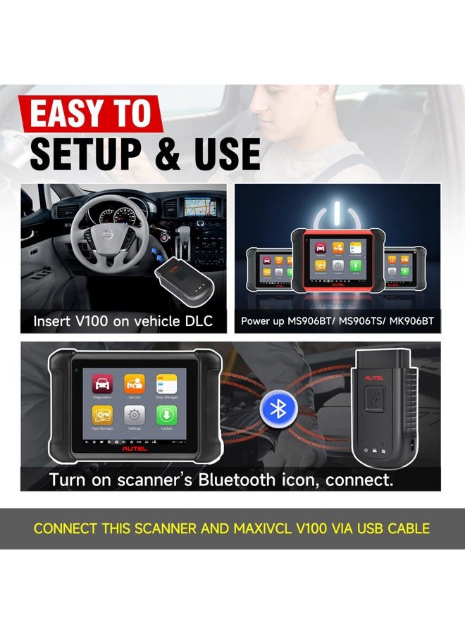 Autel MaxiSYS VCI100 Wireless Diagnostic Interface, 2026 MaxiVCI VCI V100 Car Communication Interface, OBD2 Connector Adapter Dongle, Compatible for Autel Scanner MS906BT MK906BT MS906TS - Image 3