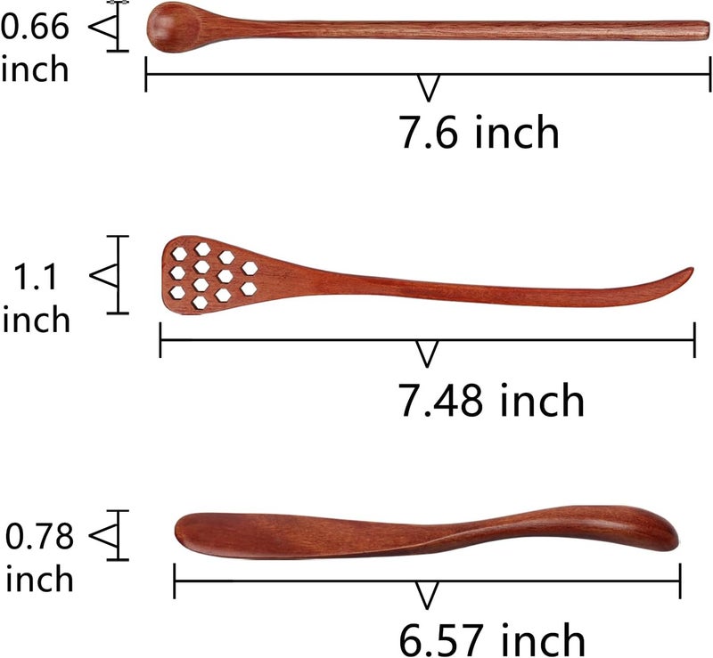 DOBROGOST 6PCS 7.08inch Honey Dipper Sticks Honey Spoon and Coffee Stirring Spoons, Wooden Honey Mixing Stirrer Honey Comb Stick, Honey Wand for Honey Jar Dispense Drizzle Honey Wedding Party - Image 2