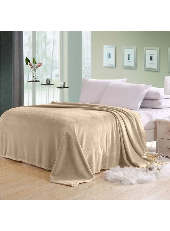 DANUBE HOME Micro Flannel Blankets Single 150X220Cm Beige