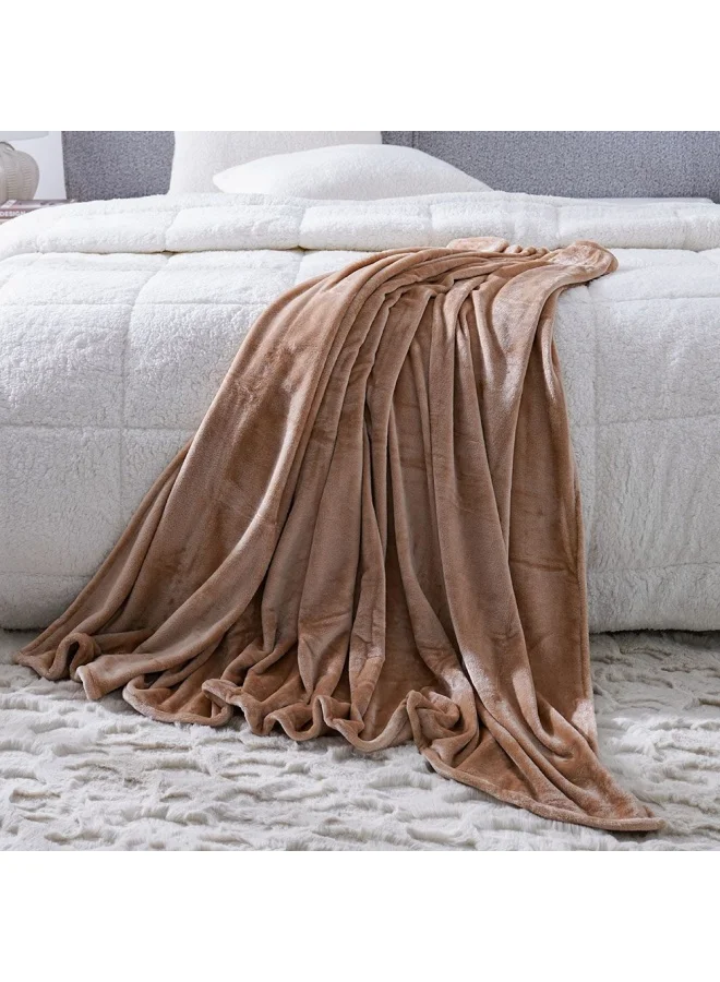 DANUBE HOME Micro Flannel Blankets Single 150X220Cm Beige