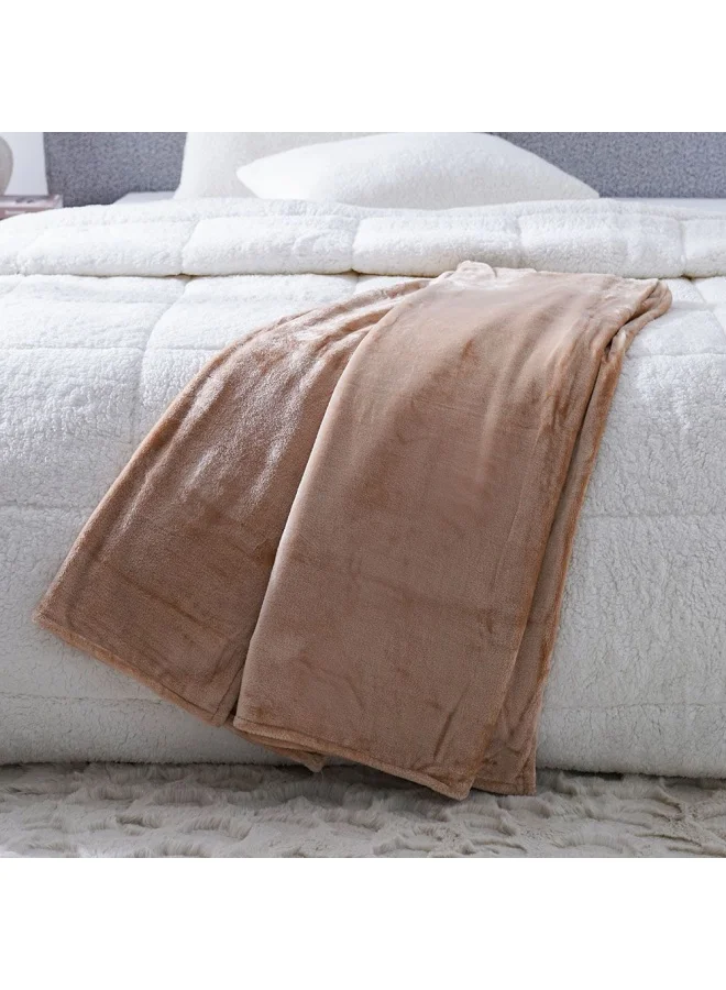 DANUBE HOME Micro Flannel Blankets Single 150X220Cm Beige