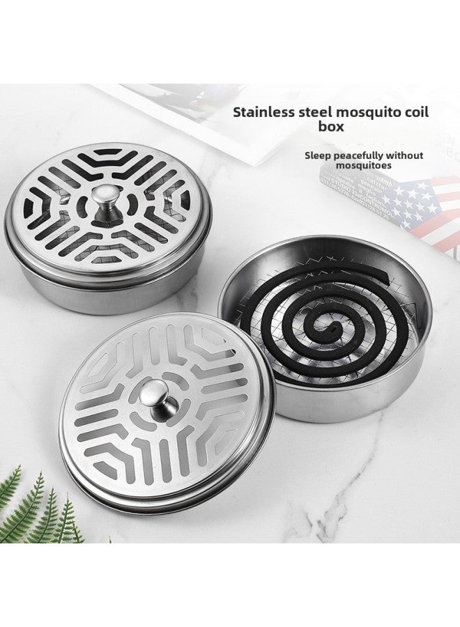 Mosquito-repellent Incense Tray Portable Outdoor Aromatherapy Sandalwood Tray Holder Fireproof Mosquito-repellent Incense Stove Shelf Household Stainless Steel Mosquito-repellent Incense Box-Specification:Mosquito Coil Box Taller And Thicker  - Image 2