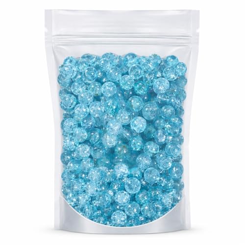 Ambitieux 650+ Pcs Crackle Glass Beads for Jewelry Making | 8mm Assorted Color Round Glass Beads for Bracelet, Necklace, Anklet & DIY Craft | Bulk Bead Kit for Selling & Handmade Business (Blue) - Image 1