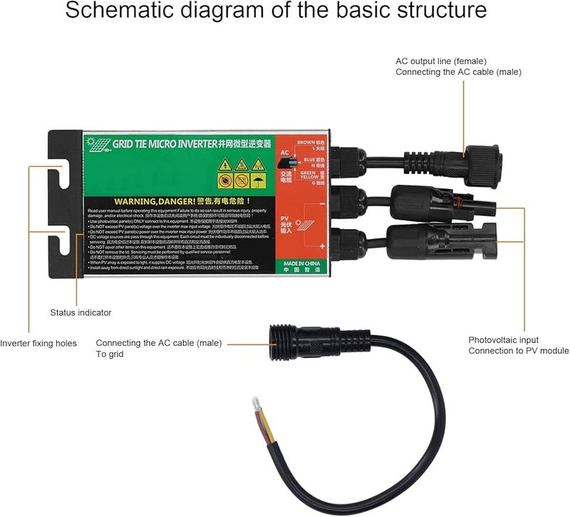 180 واط ميكرو العاكس الشمسي النقي للموجة الجيبية مع تتبع نقطة الطاقة القصوى للربط بالشبكة - Image 4