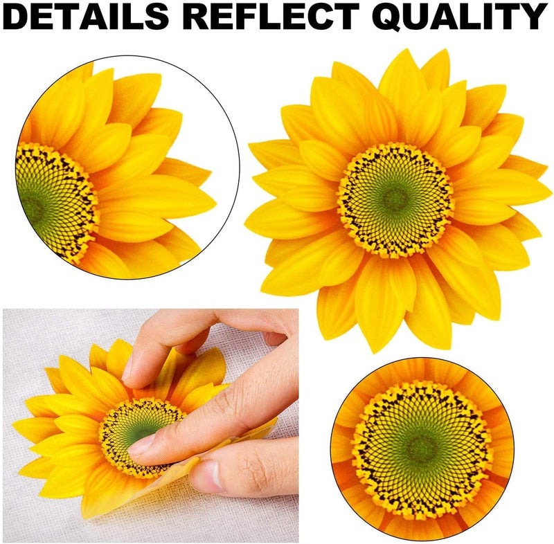 HLARTNET 100 Pcs Sunflower Window Wall Stickers with 3D Butterfly  1-4 Inch Vinyl Sunflower Window Clings Decor  Self-Adhesive Peel and Stick Sunflower Room Decals - Image 4