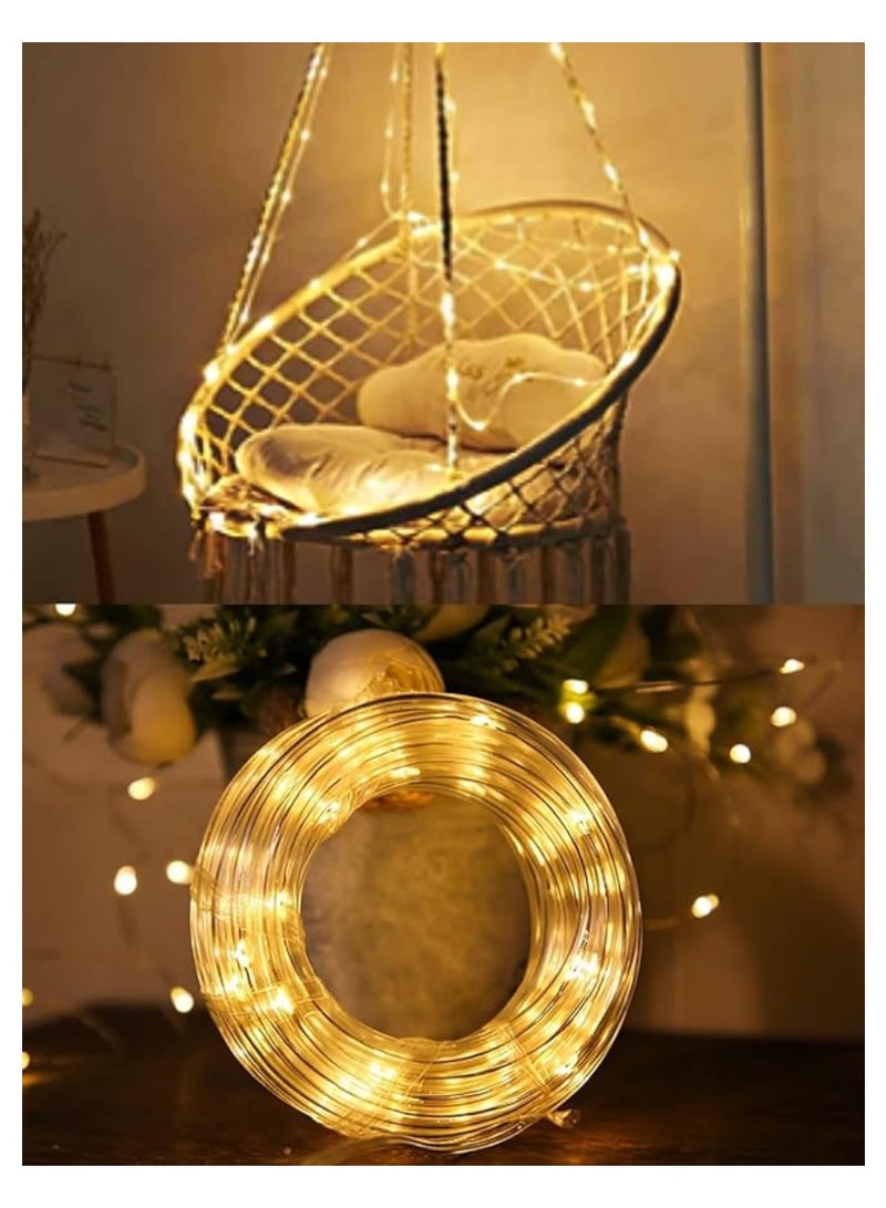 Yuwell 30M LED String Lights Outdoor Waterproof Copper Wire String Lights For Garden Fence Patio Yard And Ramadan Decoration Light Fairy Light For Wedding Indoor And Outdoor Decoration Warm White 2 Pin Plug  - Image 4
