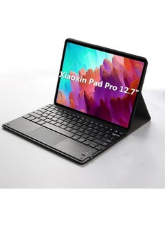 غطاء لوحة المفاتيح العربية والإنجليزية متوافق مع Lenovo Tab P12 / Xiaoxin Pad Pro 12.7 بوصة لعام 2023 (TB-370FU / TB-371FC). حافظة جلدية للوحة اللوحية مع لوحة مفاتيح بلوتوث قابلة للفصل