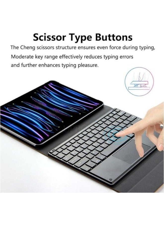 ماركة غير محددة - غطاء لوحة المفاتيح العربية والإنجليزية متوافق مع Lenovo Tab P12 / Xiaoxin Pad Pro 12.7 بوصة لعام 2023 (TB-370FU / TB-371FC). حافظة جلدية للوحة اللوحية مع لوحة مفاتيح بلوتوث قابلة للفصل - Image 1