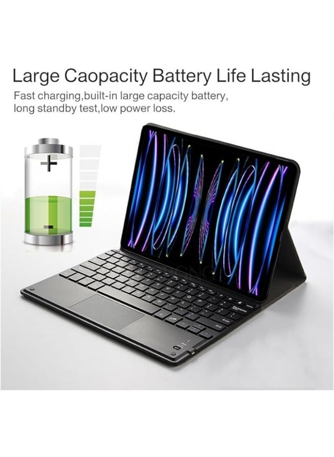 ماركة غير محددة - غطاء لوحة المفاتيح العربية والإنجليزية متوافق مع Lenovo Tab P12 / Xiaoxin Pad Pro 12.7 بوصة لعام 2023 (TB-370FU / TB-371FC). حافظة جلدية للوحة اللوحية مع لوحة مفاتيح بلوتوث قابلة للفصل - Image 1