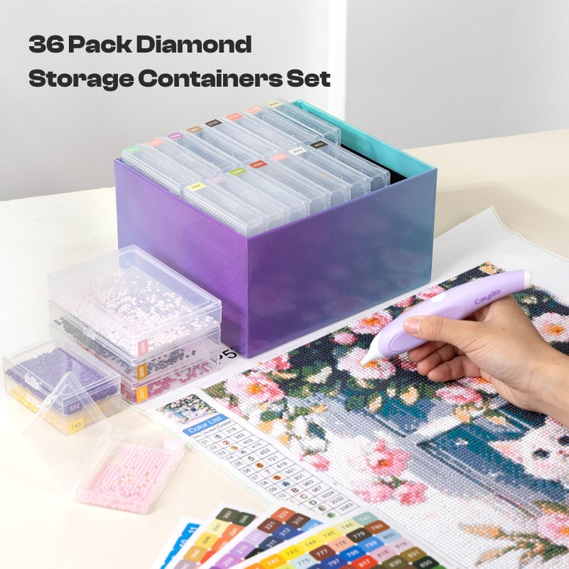 Caydo 36Pcs Diamond Art Storage Trays with Lids, Large and Small Size Diamond Art Painting Containers, 2-in-1 Bead Storage and Line-Up Accessories for Diamond Art Painting, Box Package - Image 4