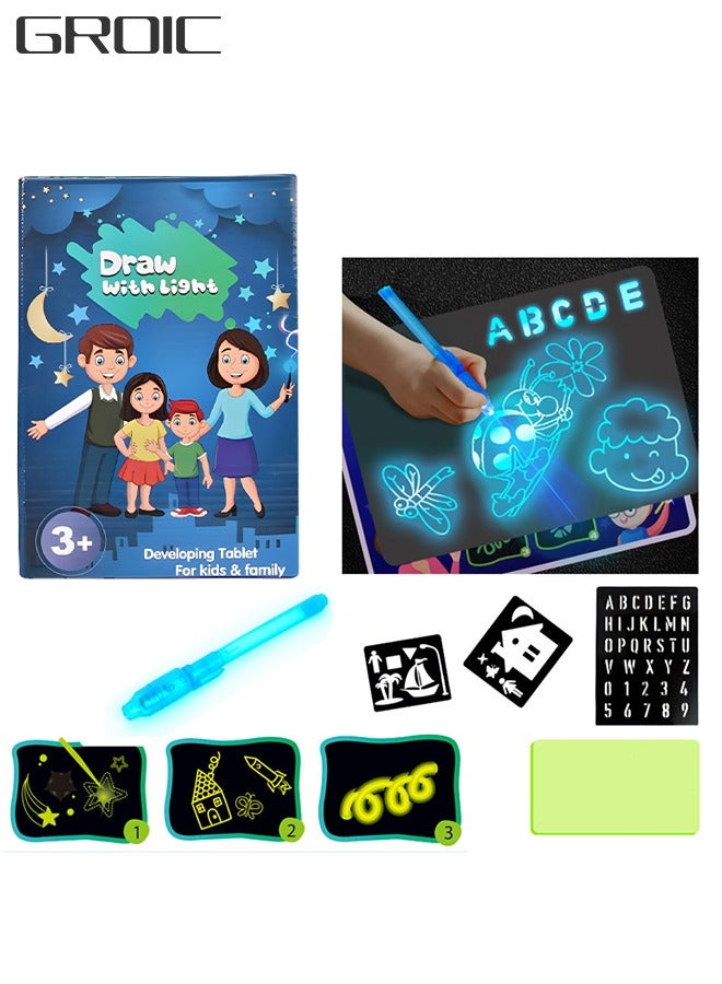 GROIC Magic Drawing Board, Fluorescent Drawing Tablet with Highlighter, Drawing Board for Kids, Glowing Writing Tablet for Kids, Creative And Educational Toys for Kids  - Image 1