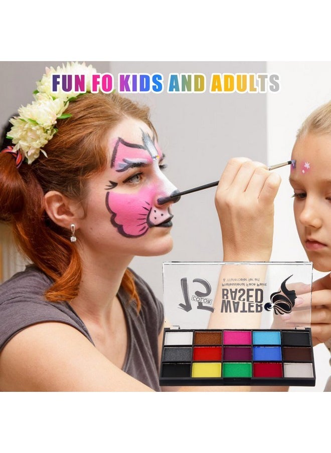 ZENTANMEI Face Painting Kit for Kids Adults, Water Activated Body Face Paint, 15 Colors Water Based Facepaints Fx Makeup Palette ,Non Toxic Hypoallergenic Safe Facepaint for Halloween Party Birthday Cosplay  - Image 4