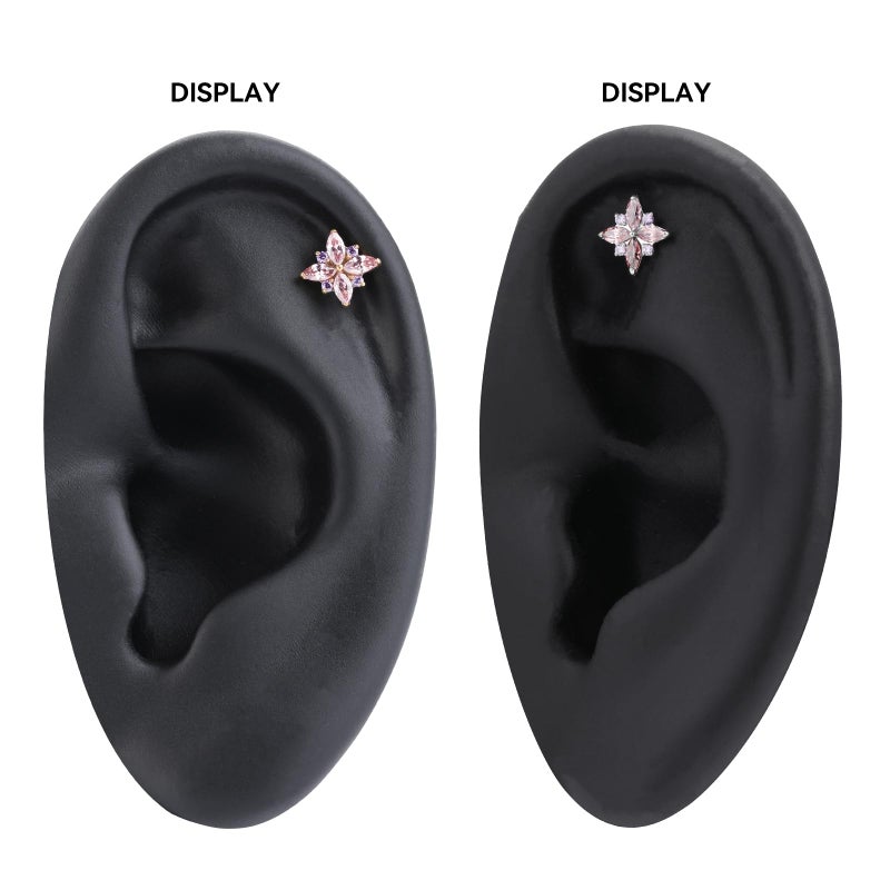 Humorrap Gold Flat Back Stud for Women 16G 8mm, ASTM F136 Titanium Cartilage Earrings for Helix Conch Tragus Flat, Threadless Push Pin Piercing Jewelry, Implant-Grade, Hypoallergenic, Firework - Image 2