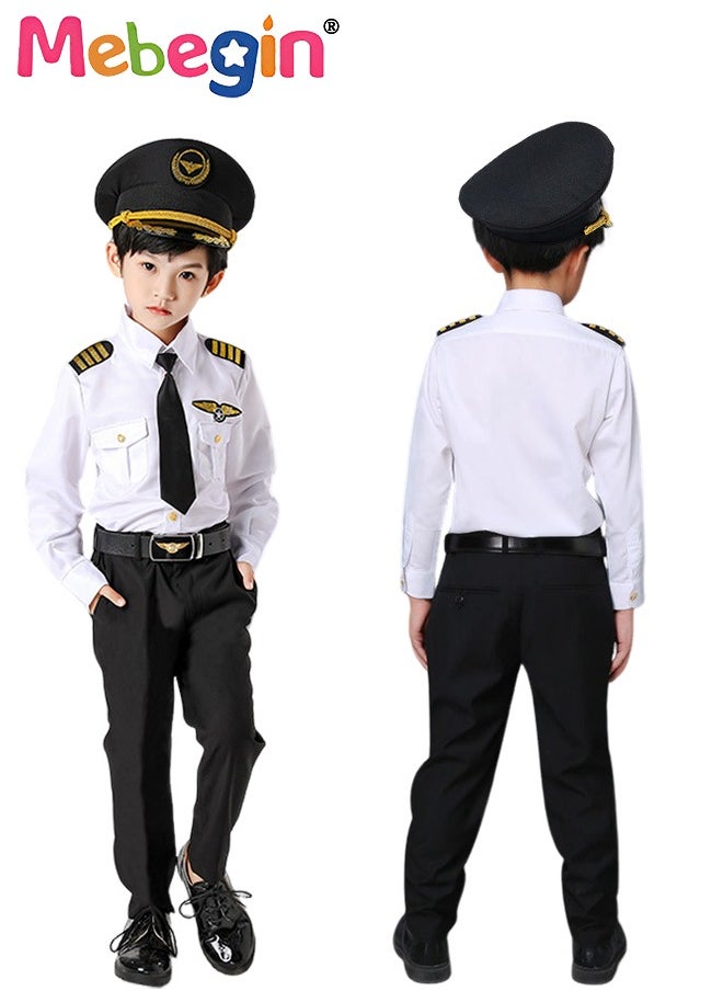 Generic - Airline Captain Uniform for Kids, Pilot Costume Set with Cap and Belt, Complete Pilot Outfit, Occupational-inspired Costumes, Suitable for Performance, Cosplay and Role-playing Activities - Image 1