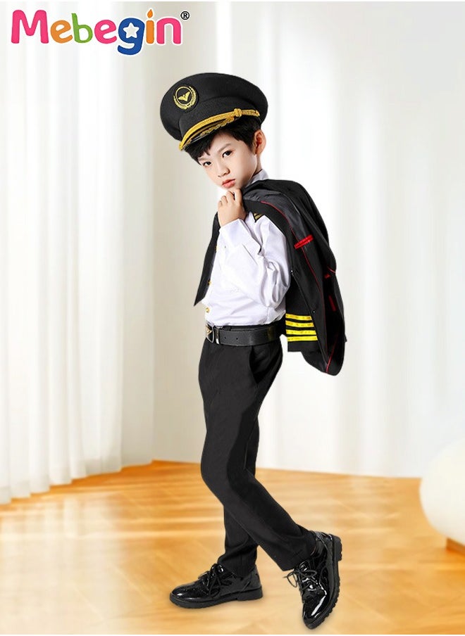 Generic - Airline Captain Uniform for Kids, Pilot Costume Set with Cap and Belt, Complete Pilot Outfit, Occupational-inspired Costumes, Suitable for Performance, Cosplay and Role-playing Activities - Image 1