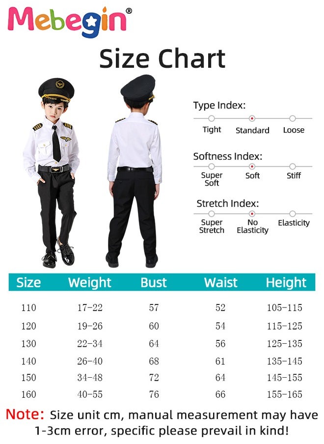 Generic - Airline Captain Uniform for Kids, Pilot Costume Set with Cap and Belt, Complete Pilot Outfit, Occupational-inspired Costumes, Suitable for Performance, Cosplay and Role-playing Activities - Image 1