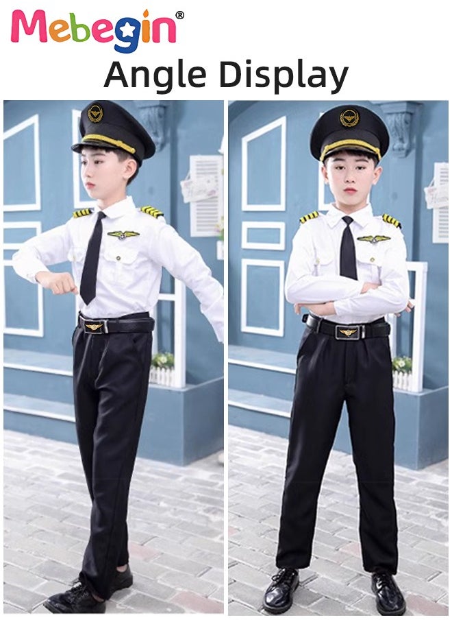 Generic - Airline Captain Uniform for Kids, Pilot Costume Set with Cap and Belt, Complete Pilot Outfit, Occupational-inspired Costumes, Suitable for Performance, Cosplay and Role-playing Activities - Image 1