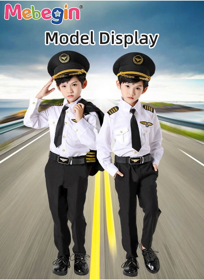 Generic - Airline Captain Uniform for Kids, Pilot Costume Set with Cap and Belt, Complete Pilot Outfit, Occupational-inspired Costumes, Suitable for Performance, Cosplay and Role-playing Activities - Image 1
