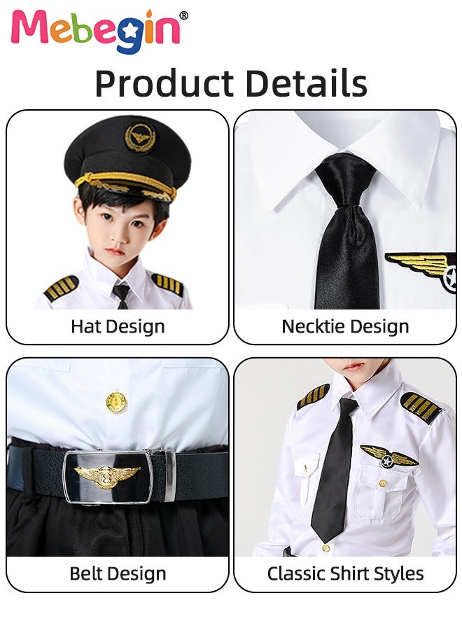 Generic - Airline Captain Uniform for Kids, Pilot Costume Set with Cap and Belt, Complete Pilot Outfit, Occupational-inspired Costumes, Suitable for Performance, Cosplay and Role-playing Activities - Image 1