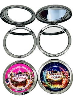 Rubies Rubies Las Vegas Landmark Circle Compact Mirror - Las Vegas Strip- Metal Case (Pink) 