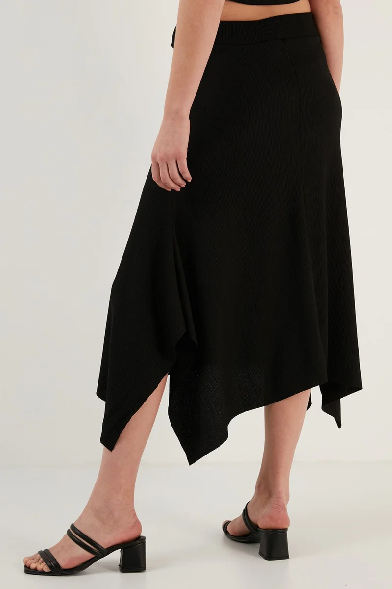 ليلا Asymmetrical Slim Cut Knitted Skirt Women's Skirt 5865017