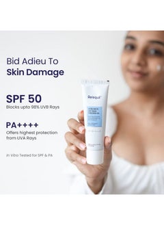 RE' EQUIL Ultra Matte Dry Touch Sunscreen Gel Spf 50 Pa++++ Water Resistant With Zinc Oxide And Titanium Dioxide 50G  - Image 4