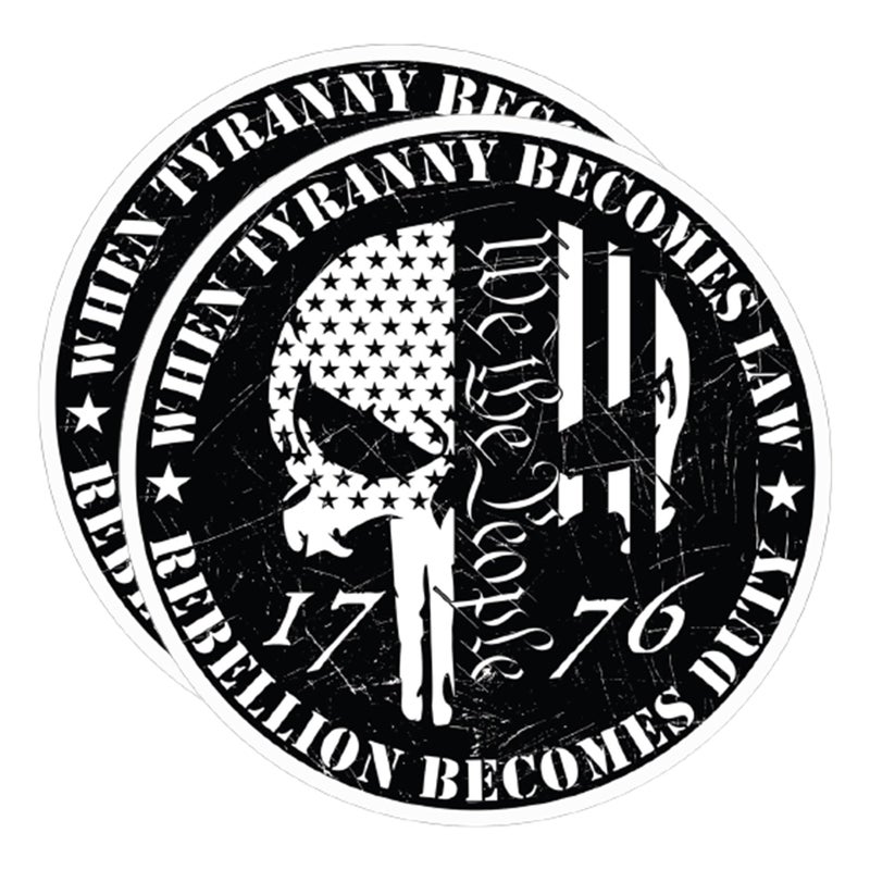 eDesign 2Pack Tyranny Becomes Law Rebellion Becomes Duty American Flag Skull Sticker Decal 4 Inches We The People for Car Truck SUV Van Window Bumper Wall Laptop Tablet and Any Smooth Surface - Image 3