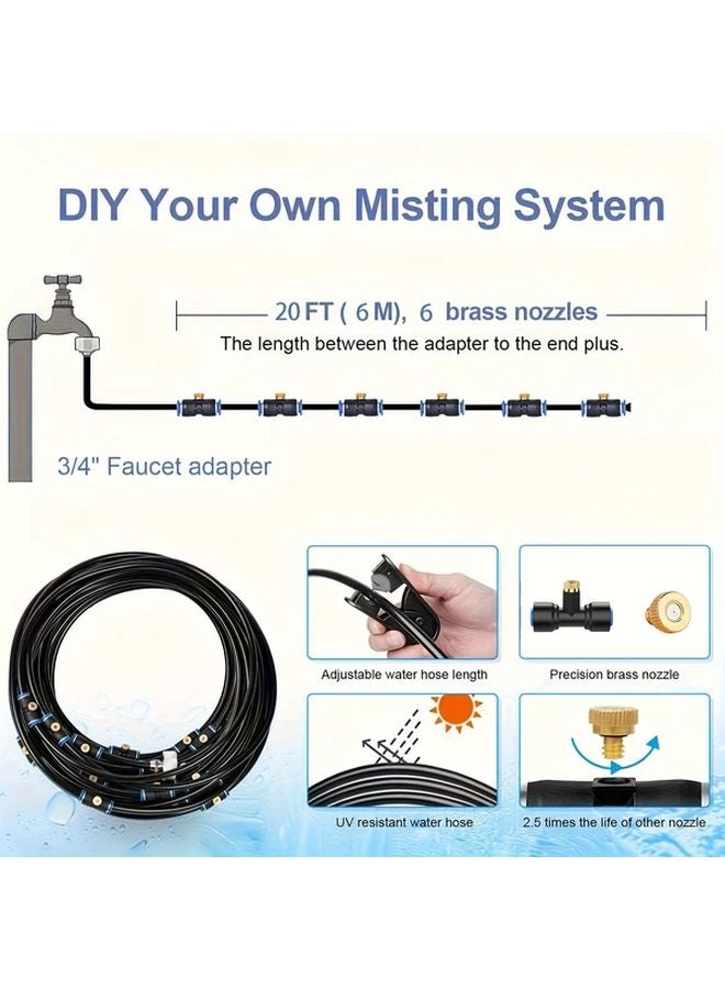 19.68 قدم نظام تبريد بالرش متعدد الاستخدامات للباحات والحدائق والصوب الزراعية والمزارع - Image 1